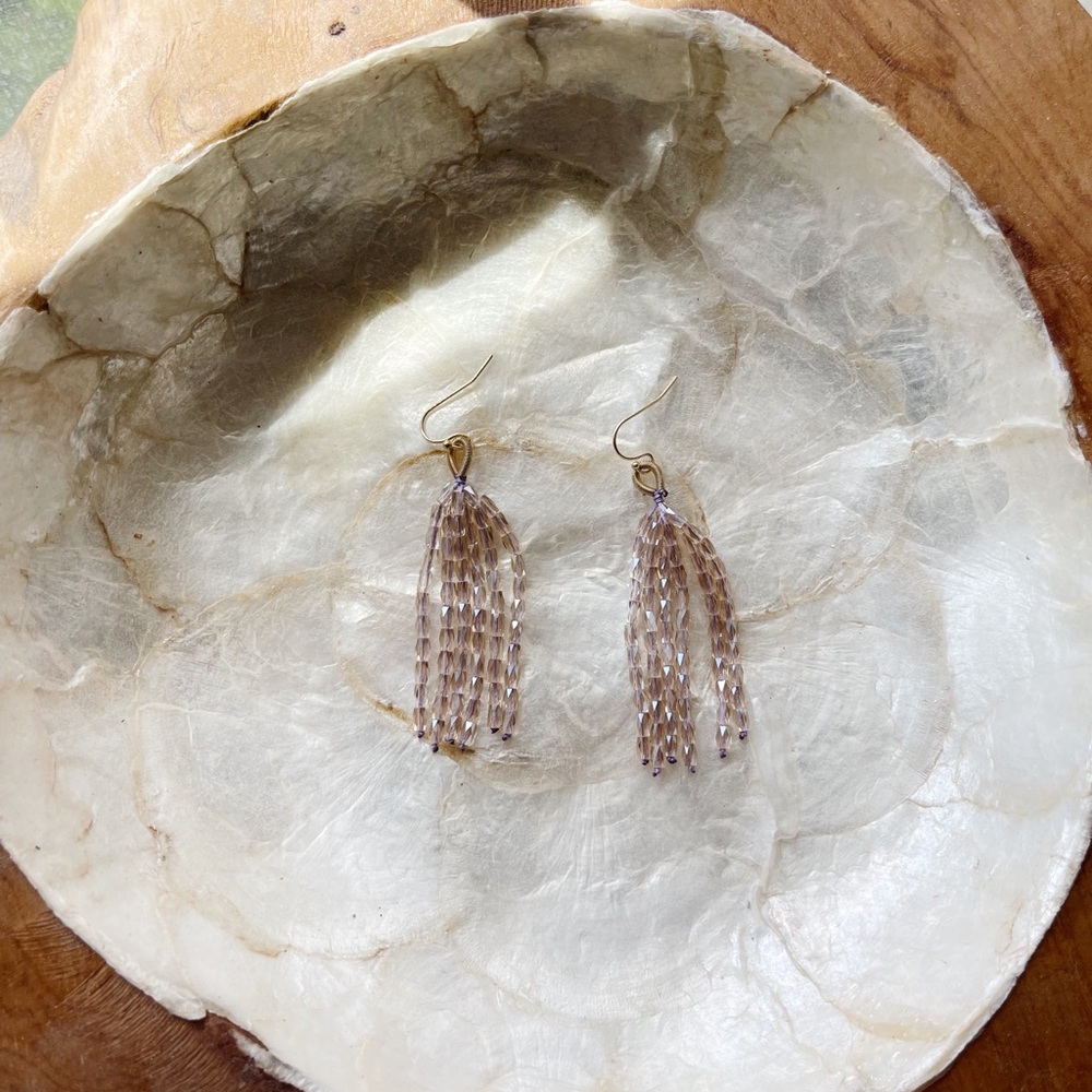 Dainty Gold and Lavender Earrings